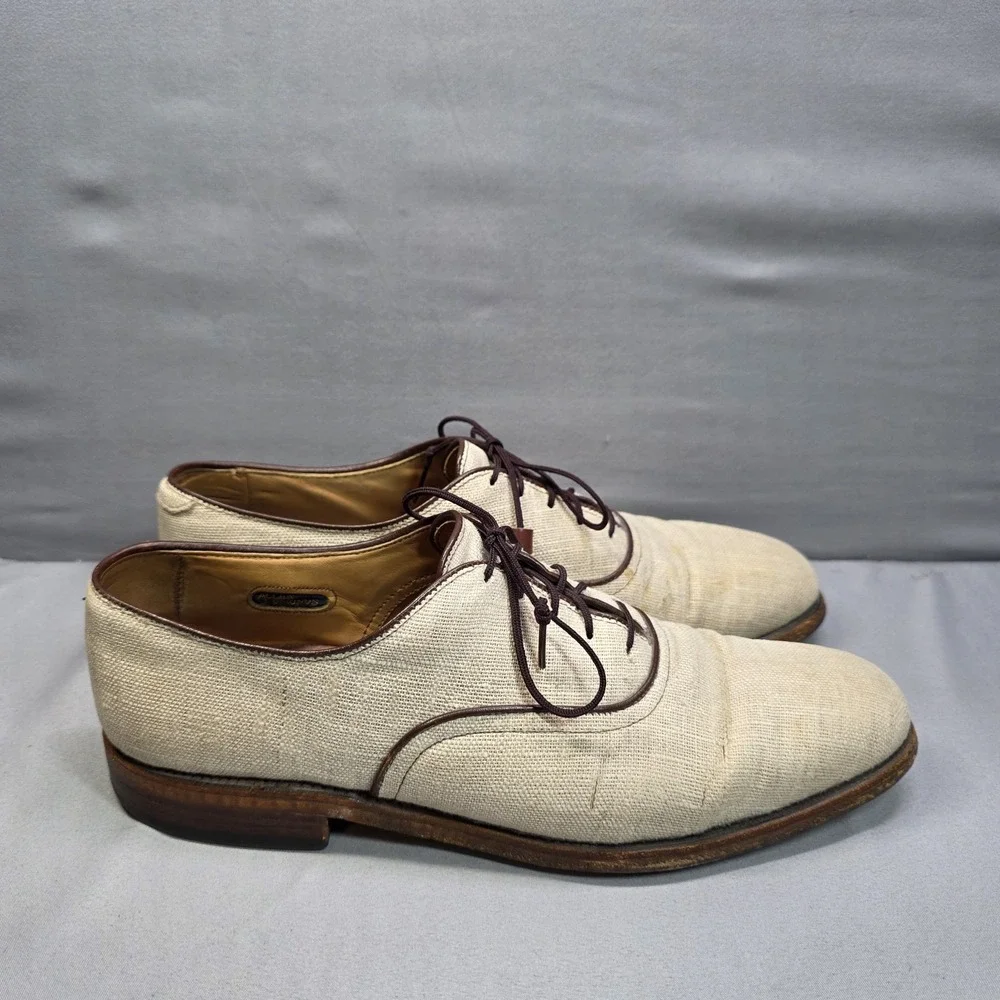 VINTAGE‎ 1985 Allen Edmonds Hunter Mens Oxford Linen Shoes 8 Grey Made USA RARE